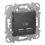 Зарядное устройство 2 USB 2.0 5V 2.1А Unica SE Unica Top, графит