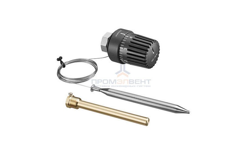 Головка термостатическая Oventrop Tri-D - M30x1.5 (70-100°C, с погружным датчиком 2 м., цвет черный)