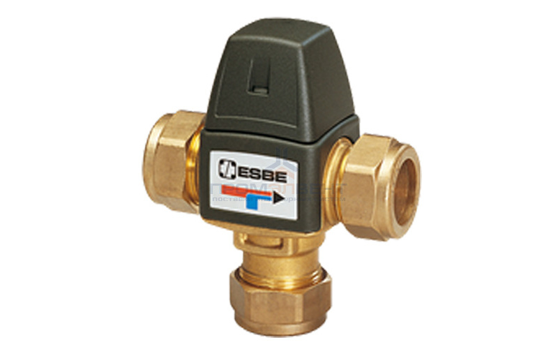 Клапан термостатический смесительный ESBE VTA323 - CPF 18 мм (компрессионное подключение, Tmax. 95°C, точка переключения 35-60°C)