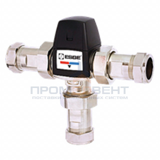Клапан термостатический смесительный ESBE VTA563 - CPF22мм (компрессионное подключение, с переходником НР 1", Tmax. 95°C, точка переключения 35-50°C, никелированный)