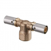 Тройник с переходом на внутреннюю резьбу Oventrop Cofit P - 40x3.5 x 1/2" (прессовой, латунь)