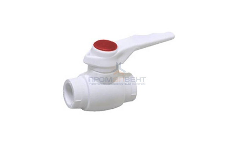 Кран шаровой Fusitek - 25 (Пайка/Пайка, ручка-рычаг белая с красной меткой)