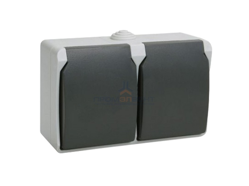 РСб22-3-ФСр Розетка двухместная с з/к для открытой установки IP54