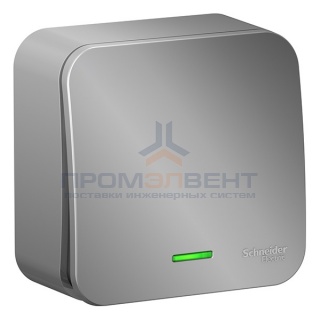 Переключатель 1-клавишный с подсветкой (cх.6) Blanca Schneider Electric 10А 250В алюминий и.пластина