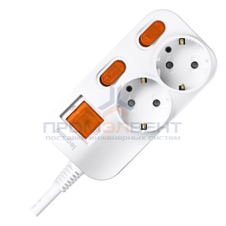 Anam Legrand e-Fren 2 Удлинитель с выключателем+ индивидуальным выкл.,шнур 4.5м, 16A, 250V