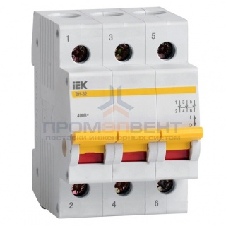 Рубильник модульный ВН-32 3Р  32А выключатель нагрузки ИЭК