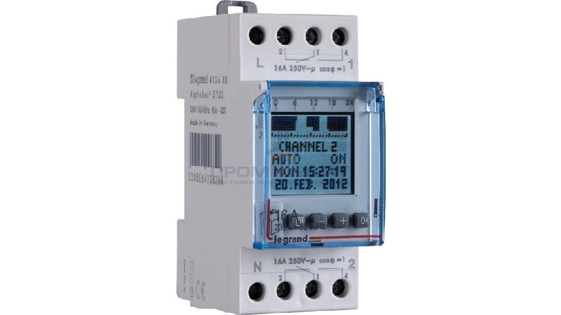 Многофункциональный годовой таймер Legrand электронный дисплей резервное питание до 5 лет 2 выхода