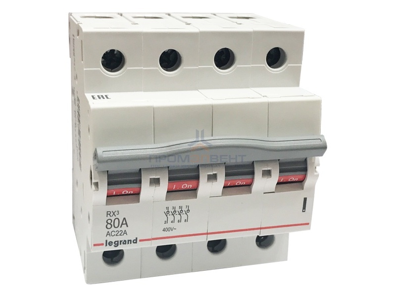 Рубильник модульный Legrand RX3 4П 80А выключатель-разъединитель