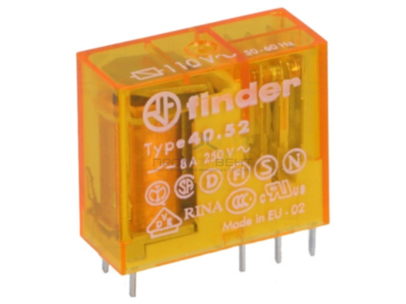 Миниатюрное PCB-реле Finder выводы 5мм, 2 контакта, 8A AC (50/60Гц) 230В AgNi